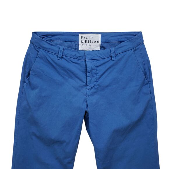 Frank & Eileen Wicklow Italian Chino Pants Womens 10 Blue Ankle Crop Performance - Picture 2 of 7